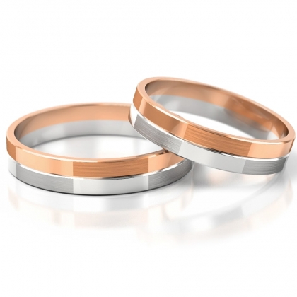 Dwukolorowe pierścienie obrączki ślubne płaskie próby 585